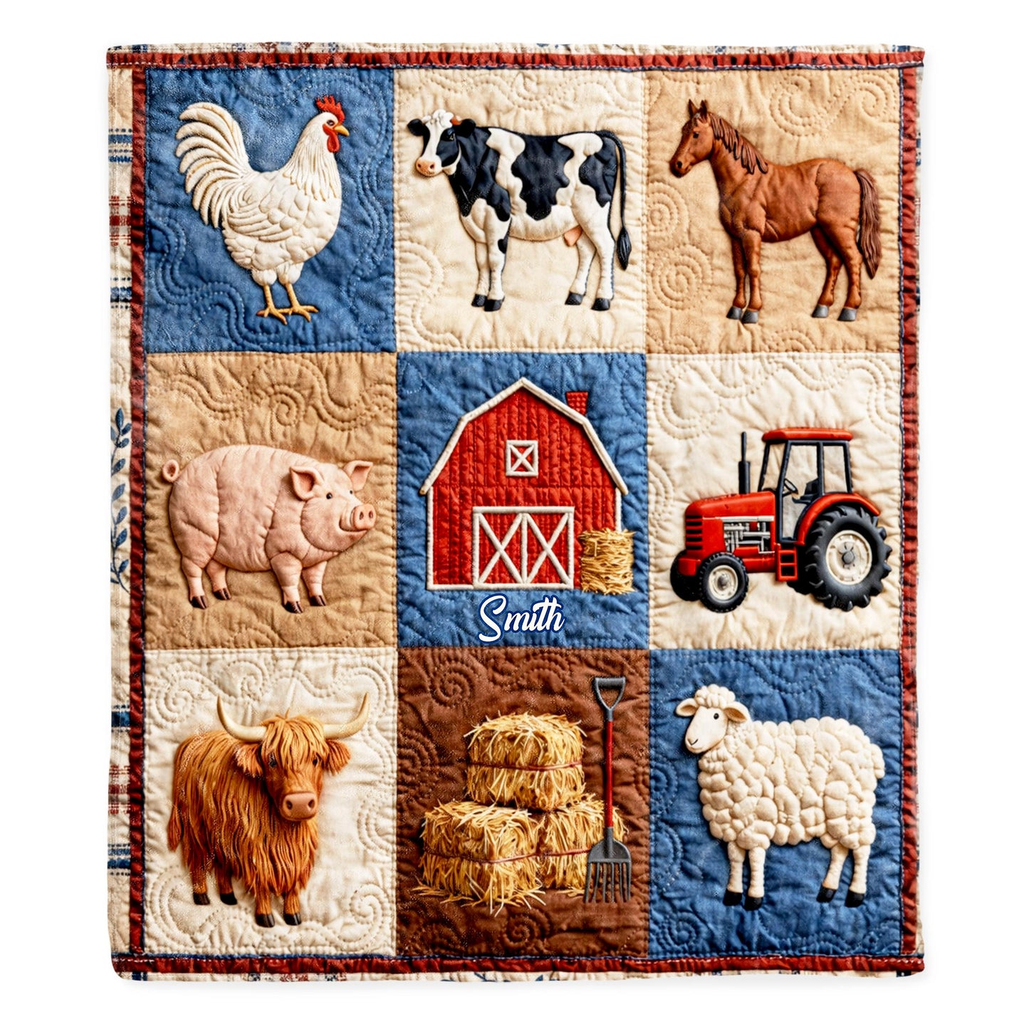 Personalized Farm Themed Blanket With Barn and Animals
