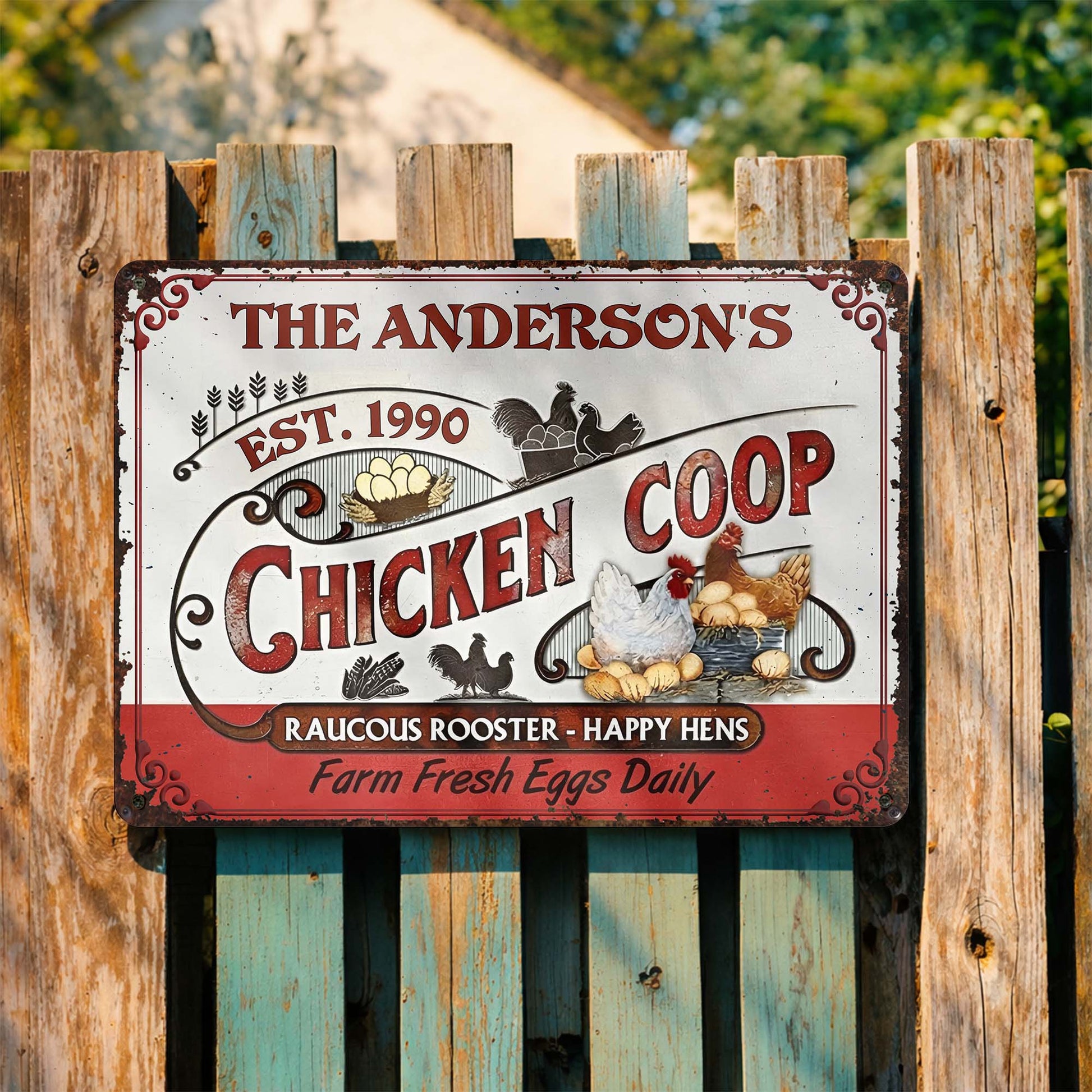 Raucous Rooster And Happy Hens, Fresh Eggs Daily