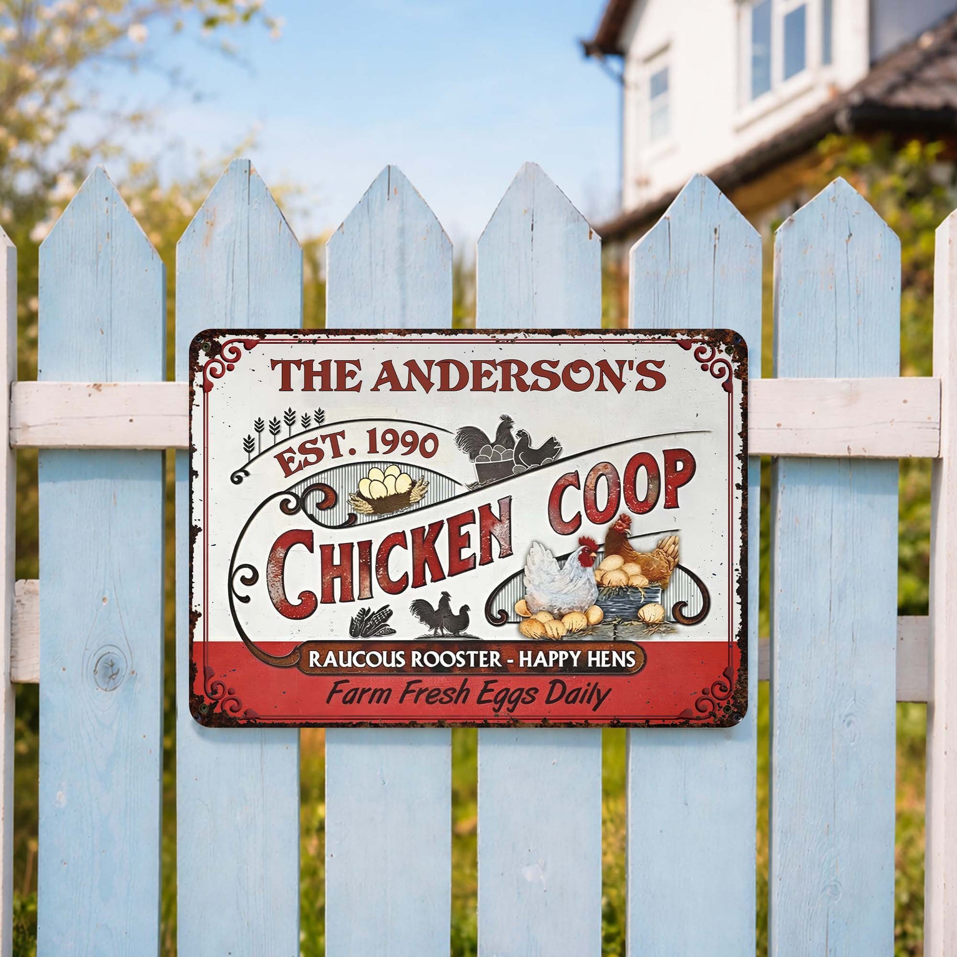 Raucous Rooster And Happy Hens, Fresh Eggs Daily