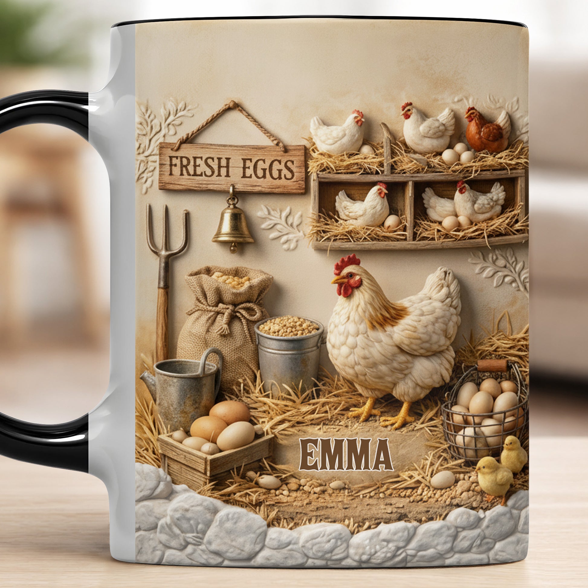 Fresh Eggs With Chickens, Eggs, And Farm Elements