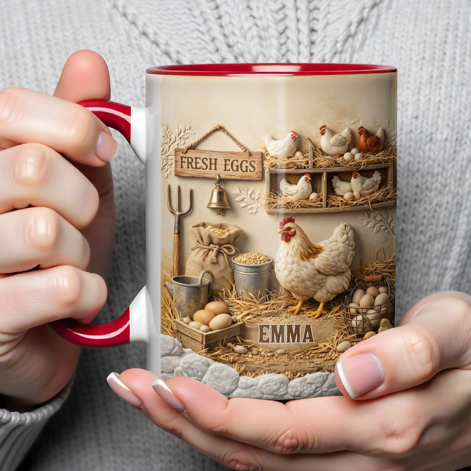 Fresh Eggs With Chickens, Eggs, And Farm Elements