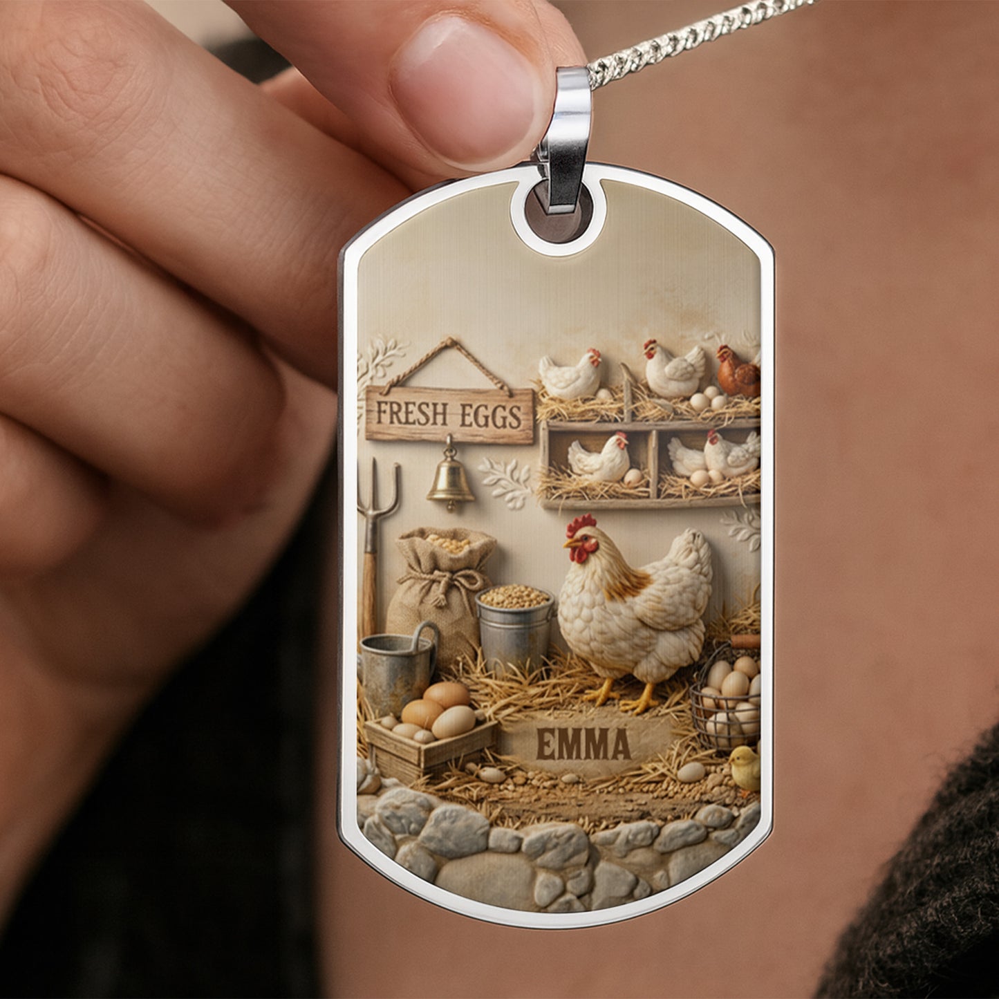 Fresh Eggs Rustic Farmhouse Coop With Chickens And Eggs