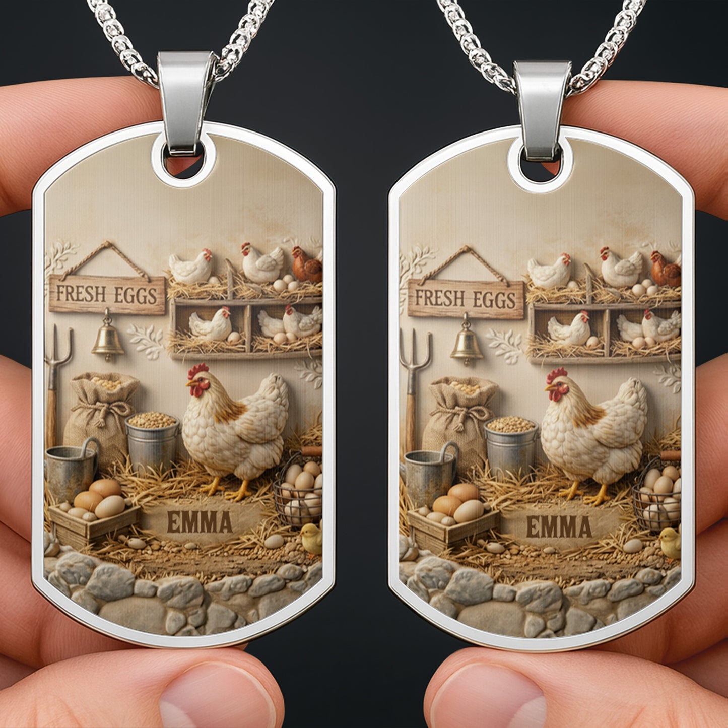Fresh Eggs Rustic Farmhouse Coop With Chickens And Eggs