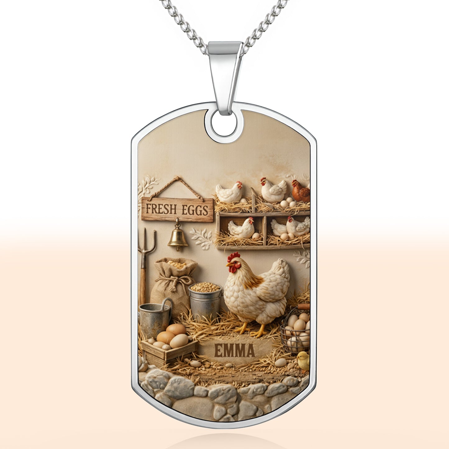 Fresh Eggs Rustic Farmhouse Coop With Chickens And Eggs