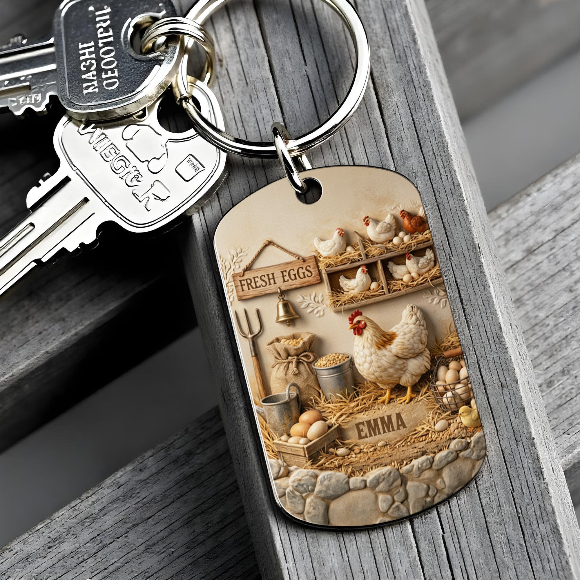 Fresh Eggs, Personalized Stainless Steel Keychain, Gift For Farm Lovers ...
