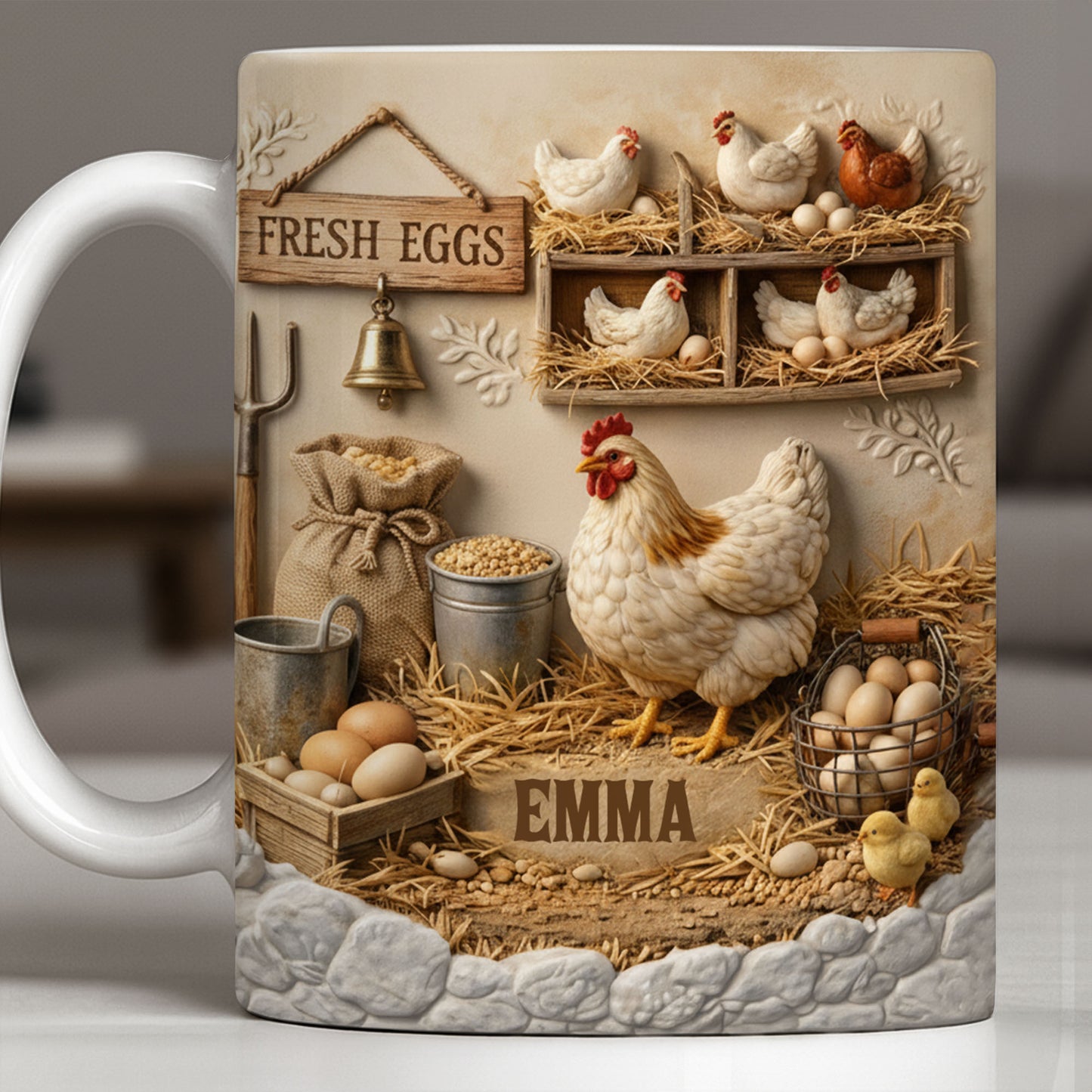 Fresh Eggs With Charming Chickens Design