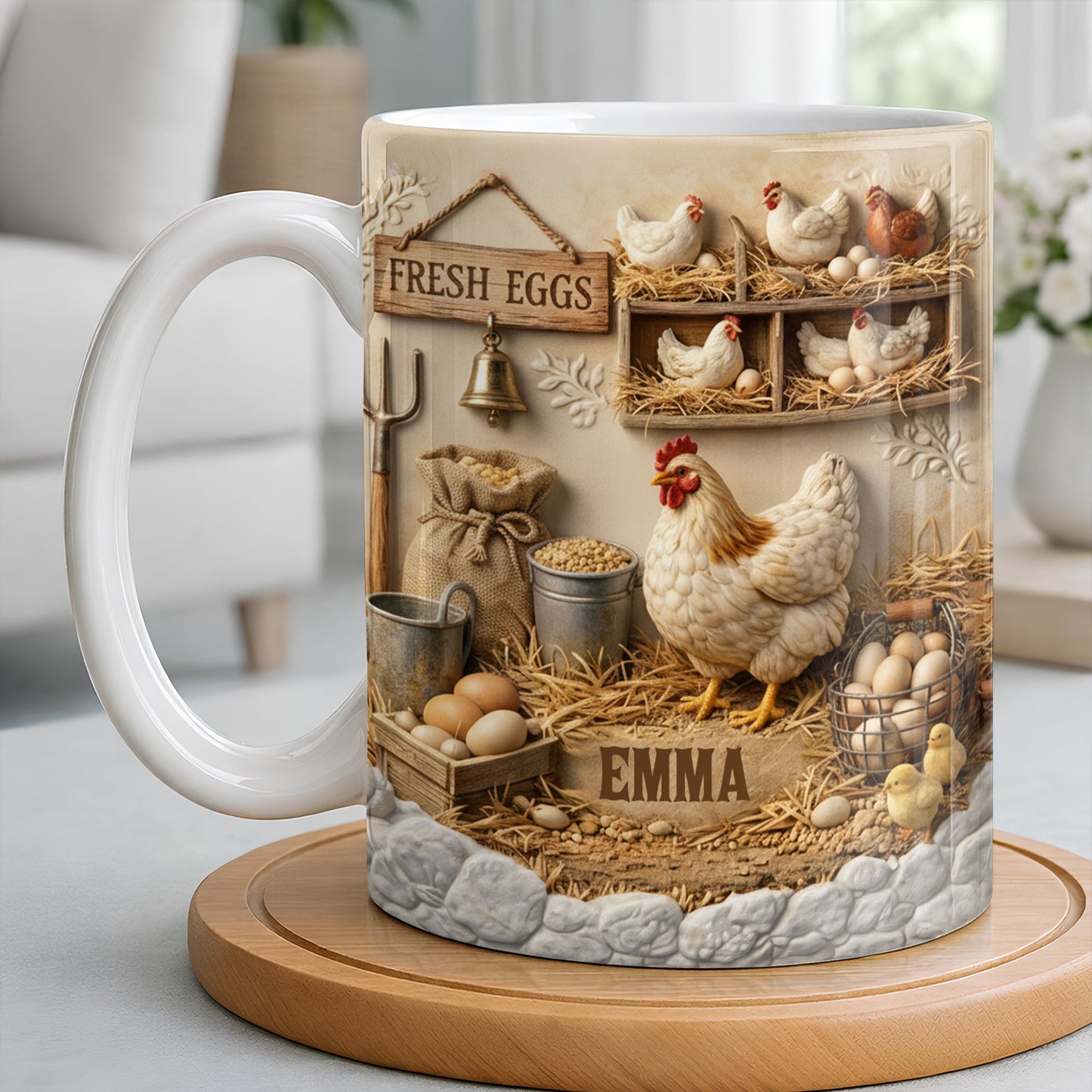 Fresh Eggs With Charming Chickens Design