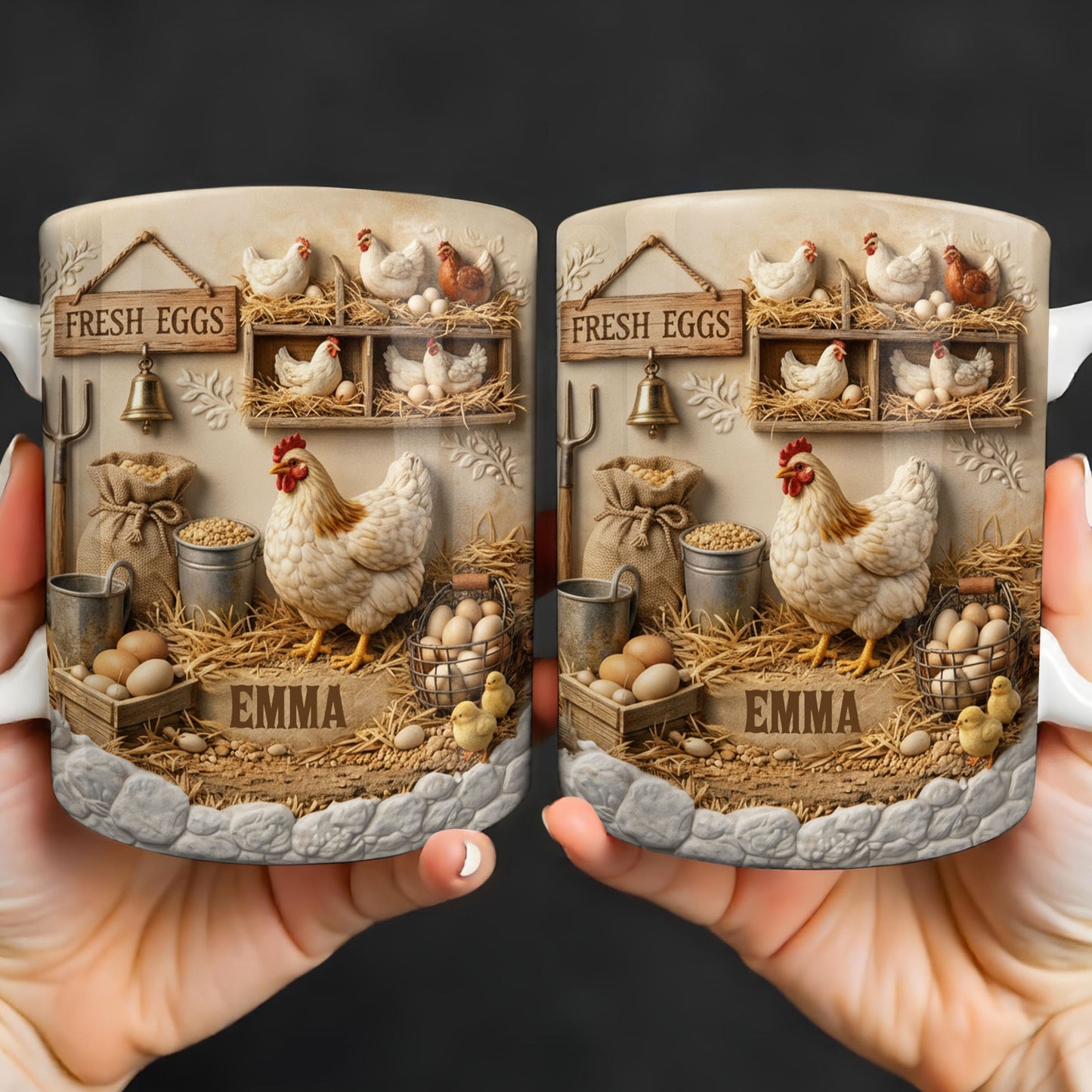 Fresh Eggs With Charming Chickens Design