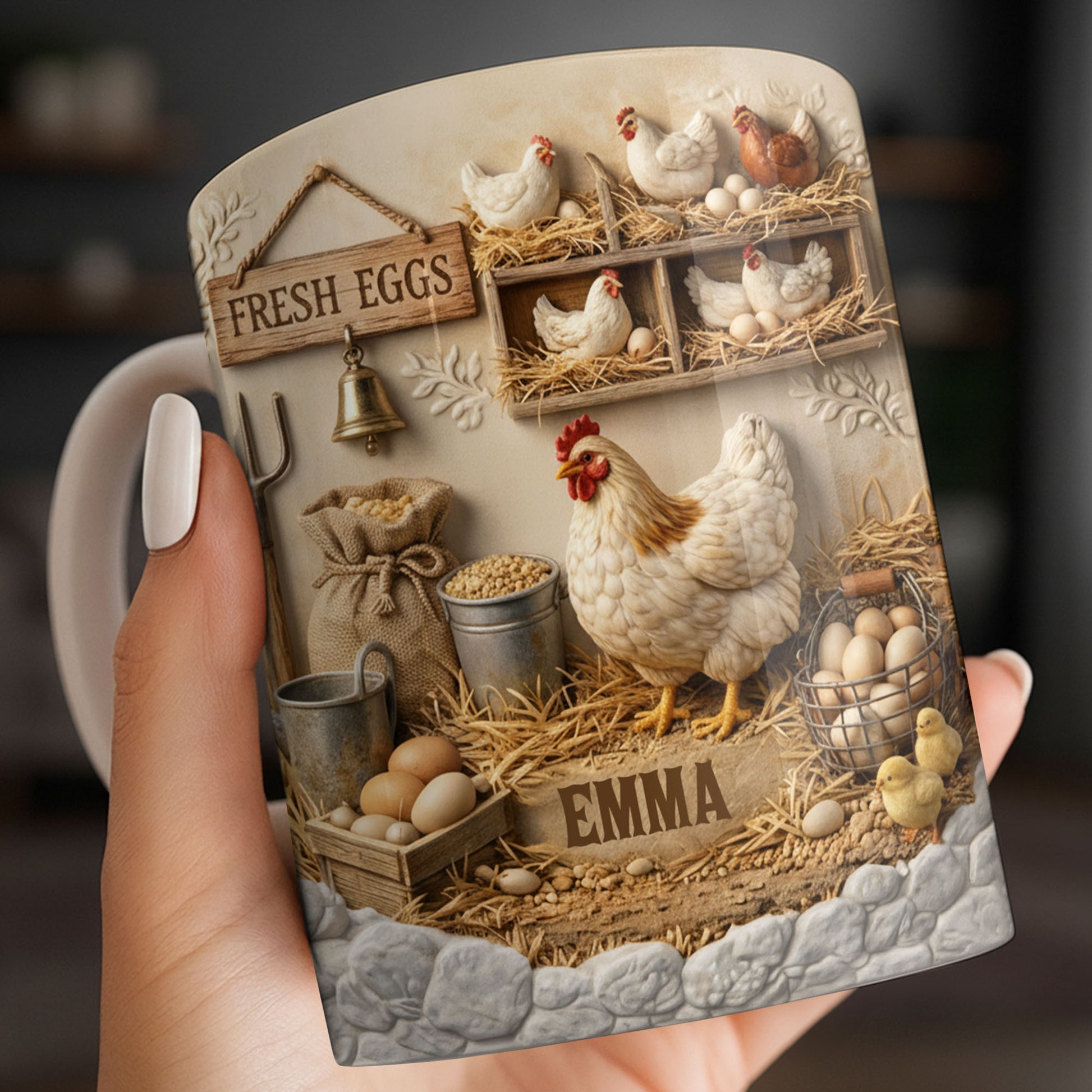 Fresh Eggs With Charming Chickens Design