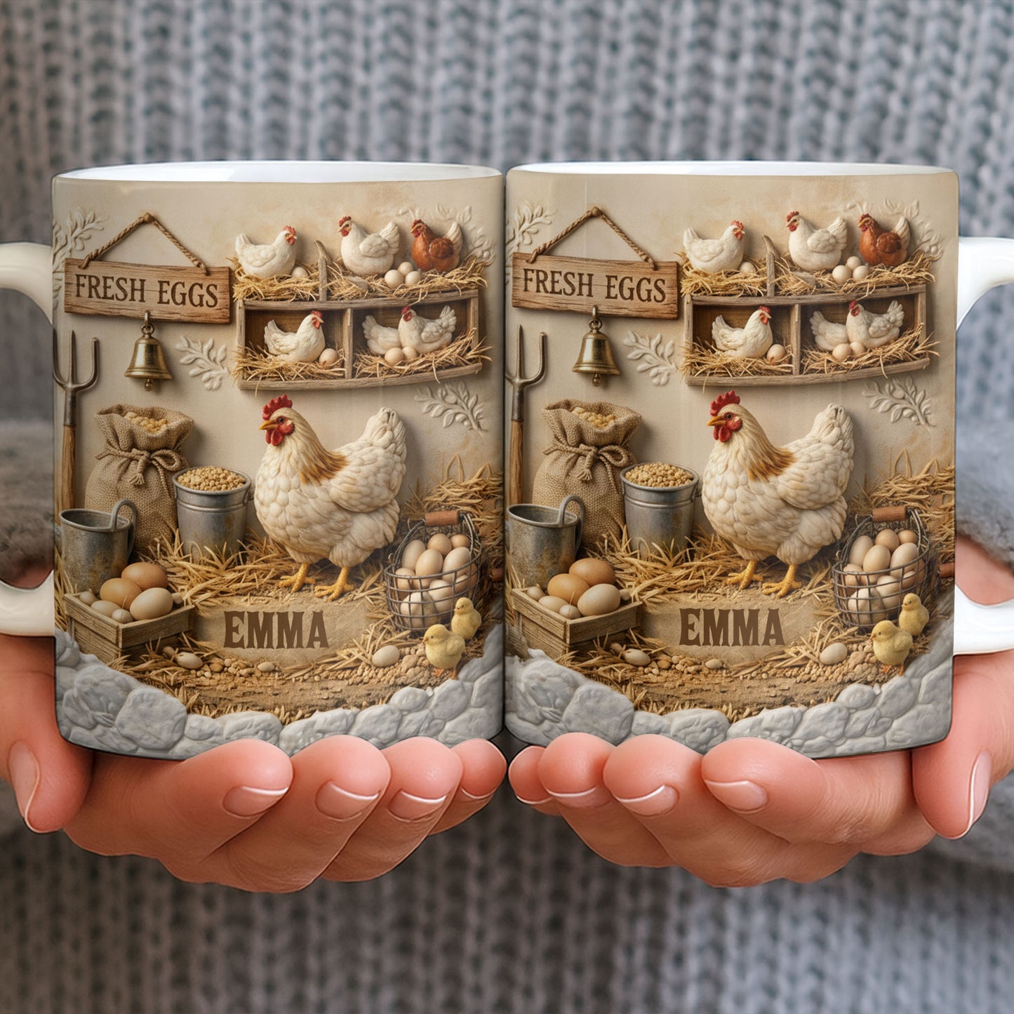 Fresh Eggs With Charming Chickens Design