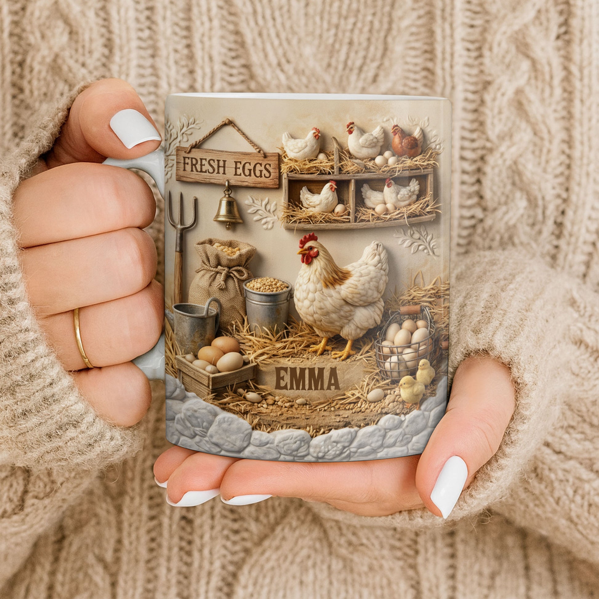 Fresh Eggs With Charming Chickens Design