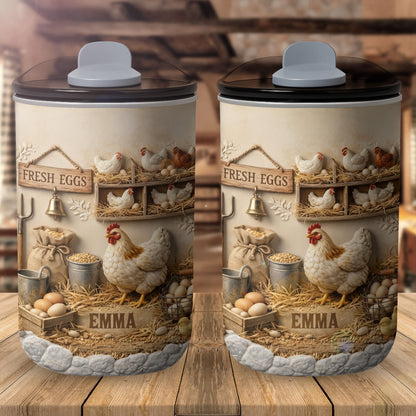 Fresh Eggs With Chickens And Farm Elements