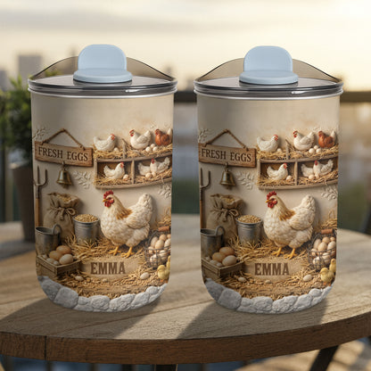 Fresh Eggs With Chickens And Farm Elements