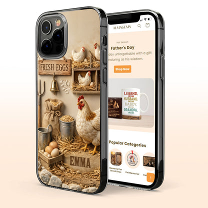 Fresh Eggs With Chickens And Farm Tools Design