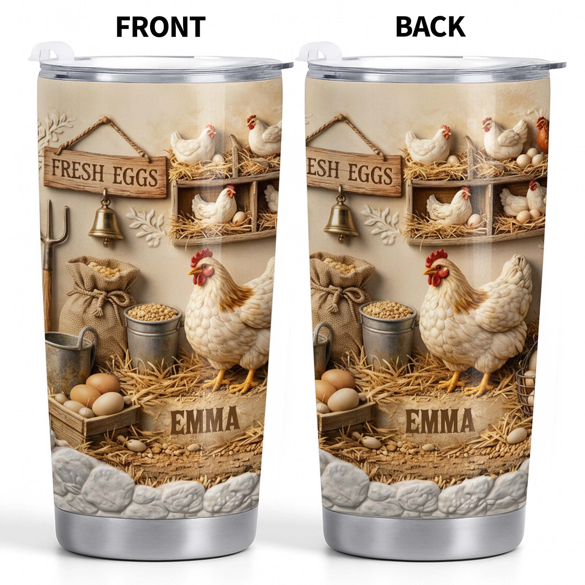 Fresh Eggs With Chickens And Barn Design