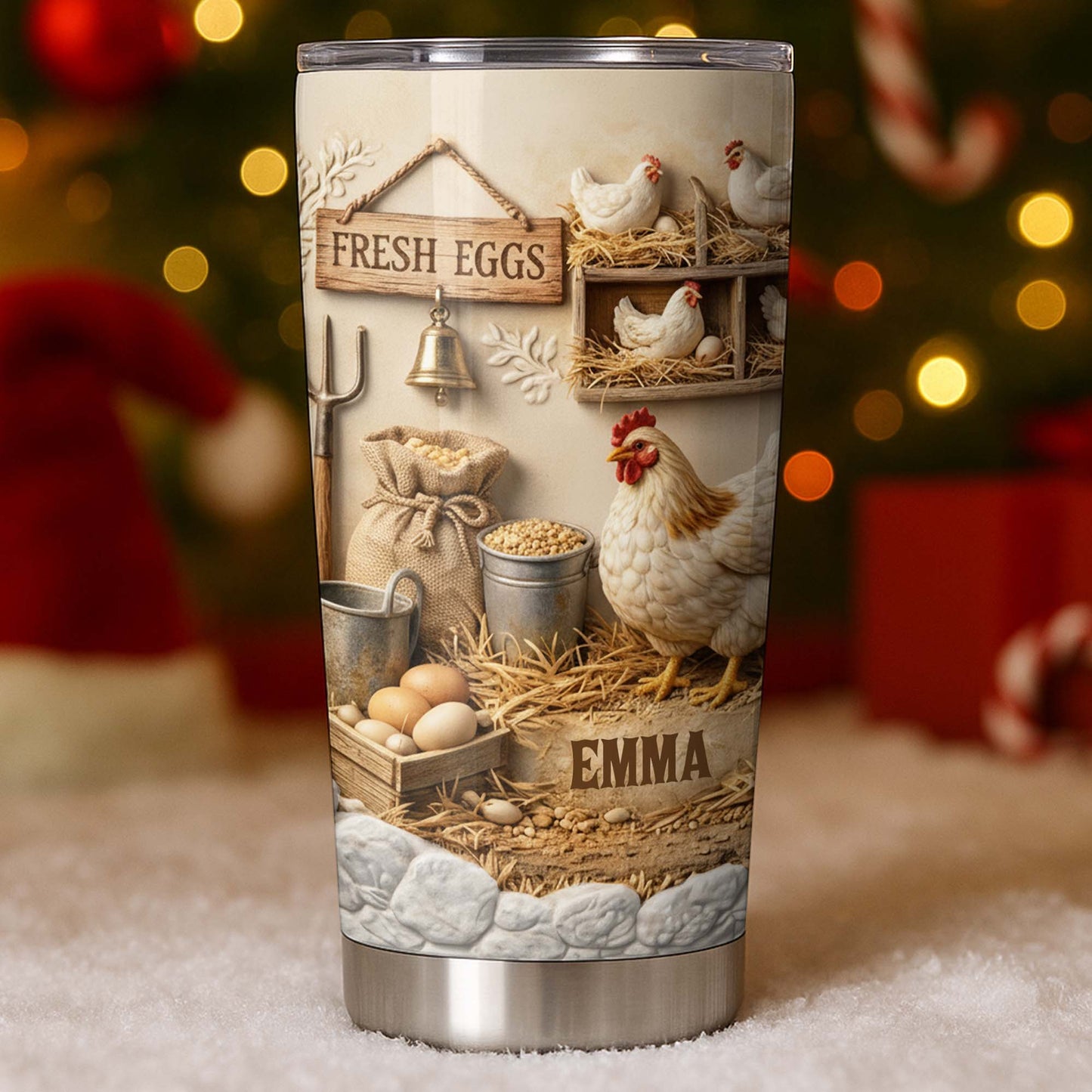 Fresh Eggs With Chickens And Barn Design