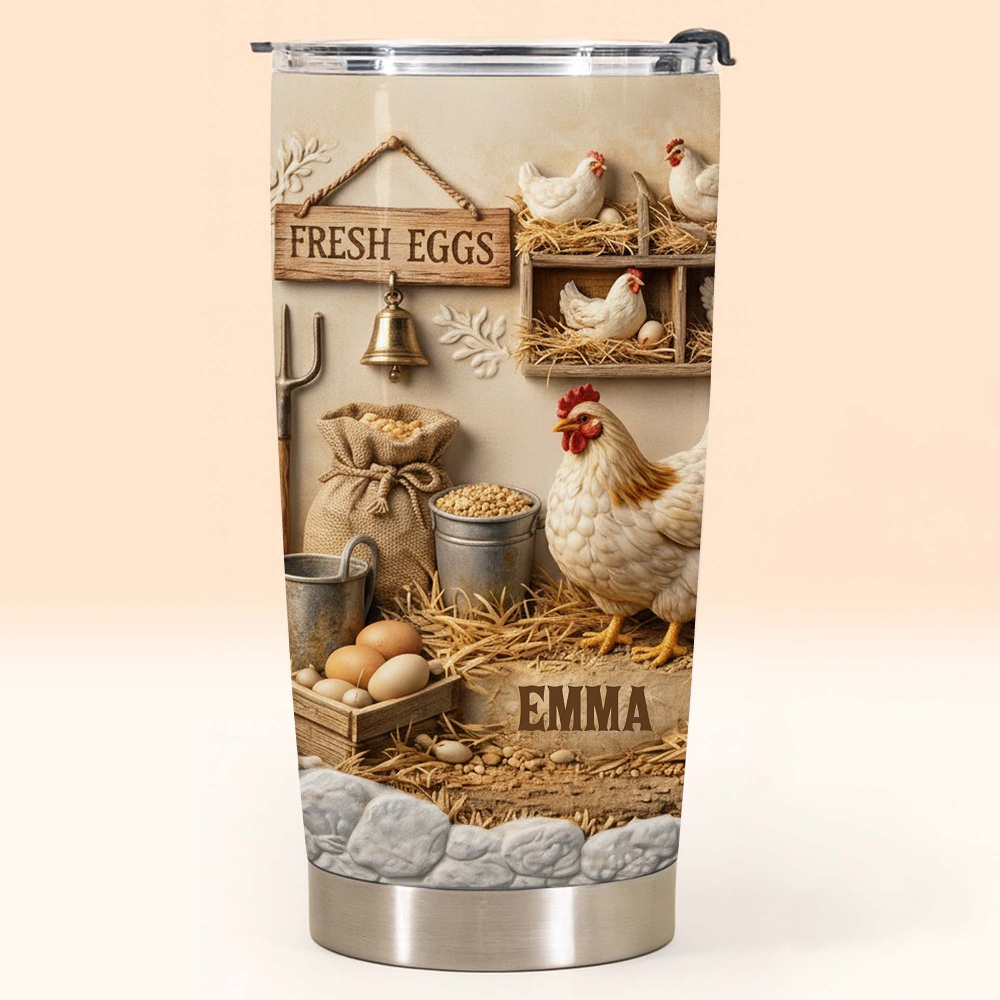 Fresh Eggs With Chickens And Barn Design