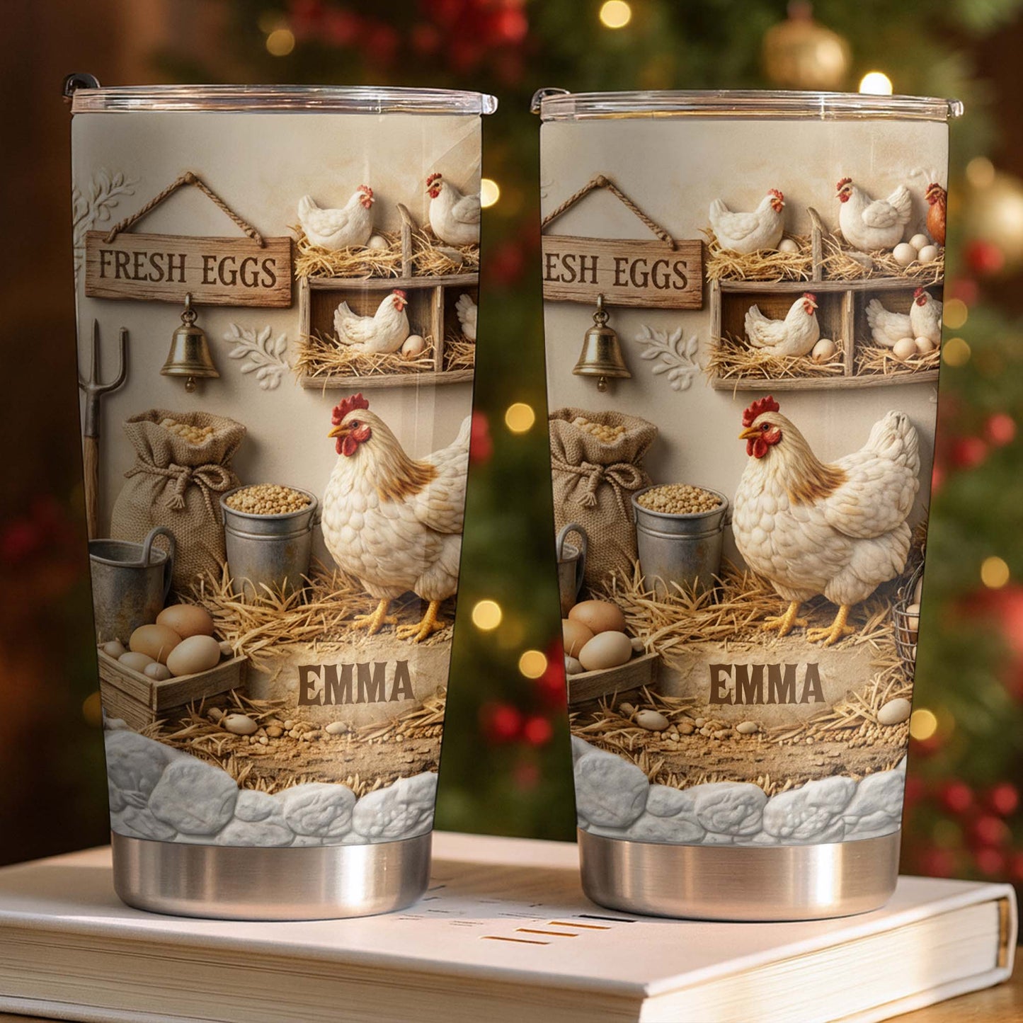 Fresh Eggs With Chickens And Barn Design