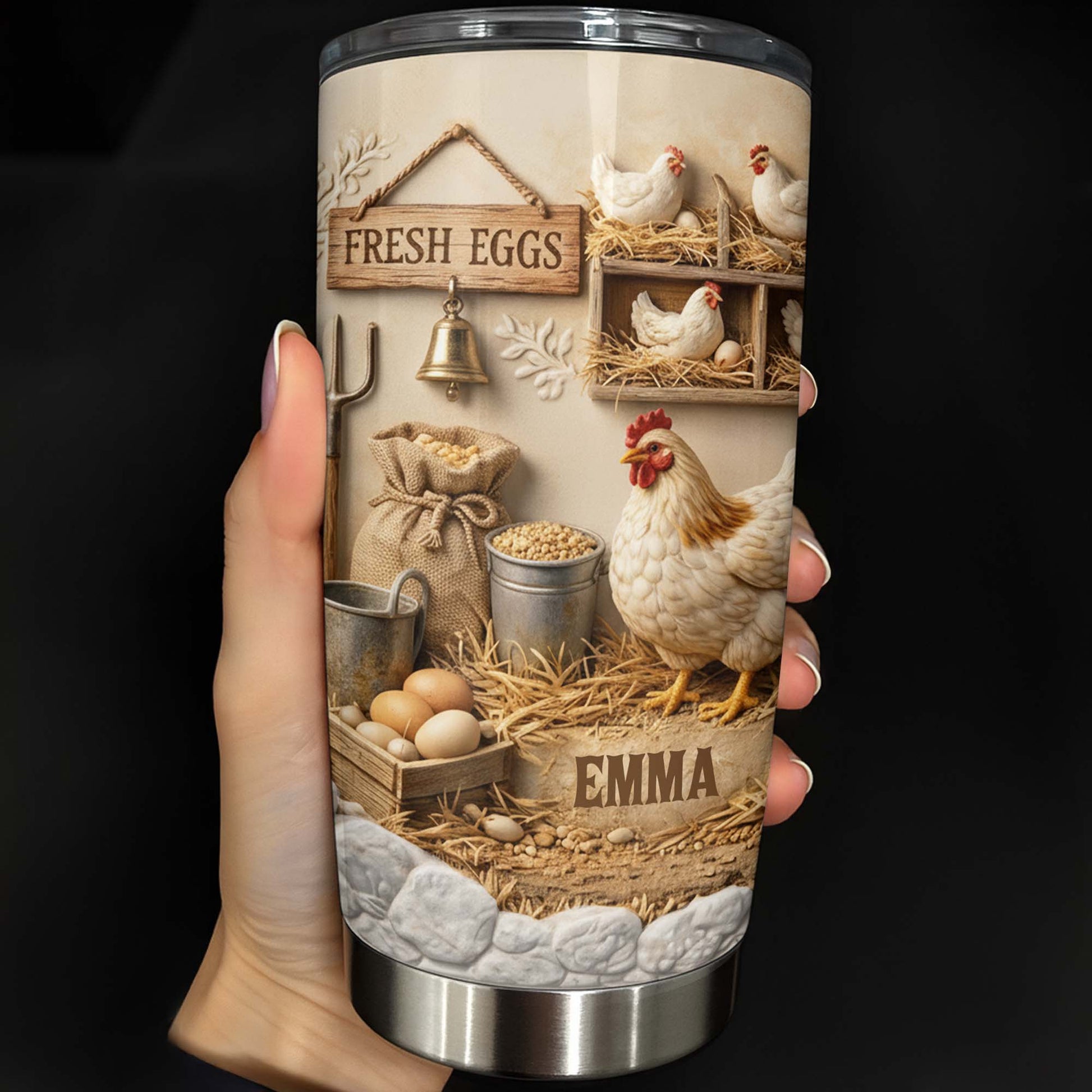 Fresh Eggs With Chickens And Barn Design