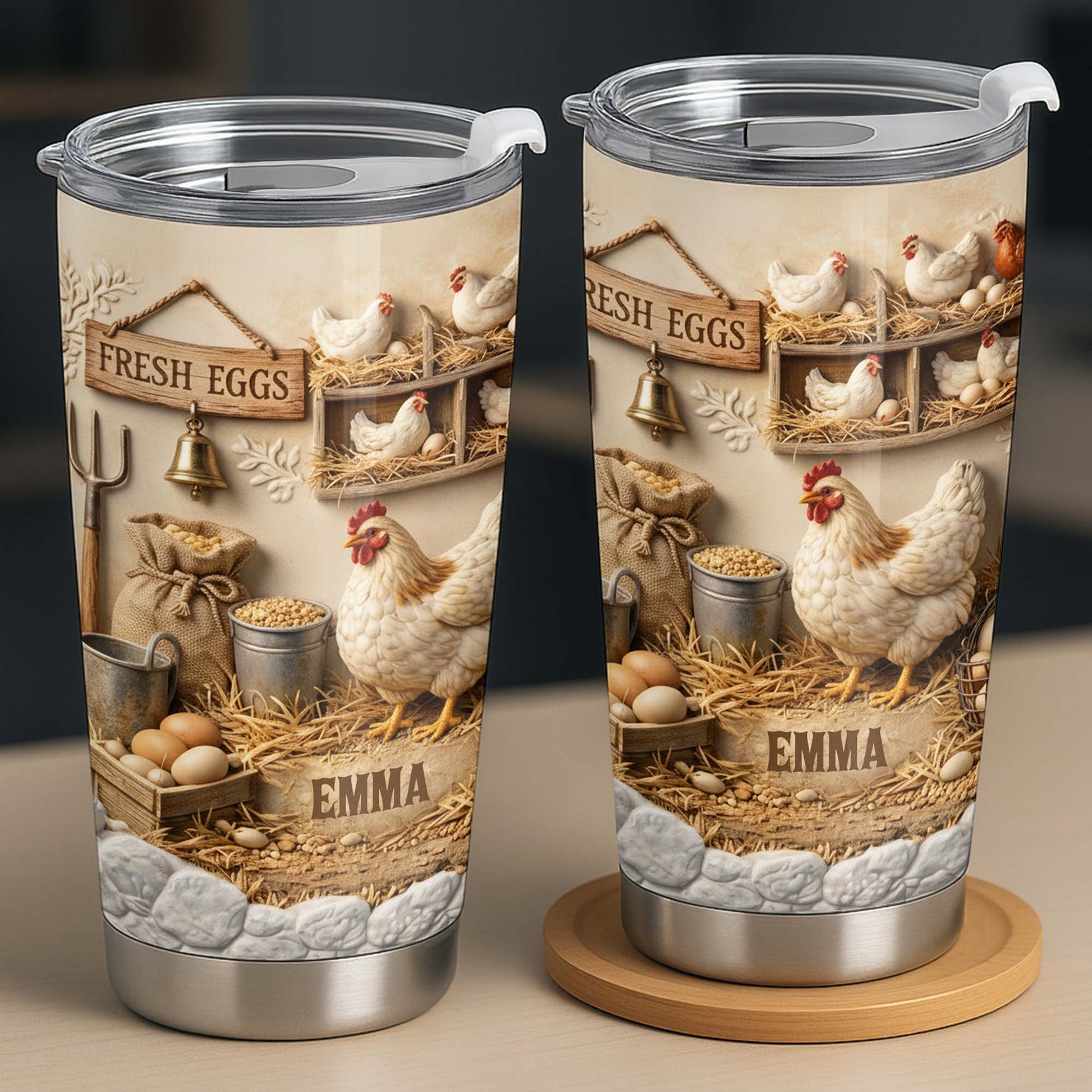 Fresh Eggs With Chickens And Barn Design