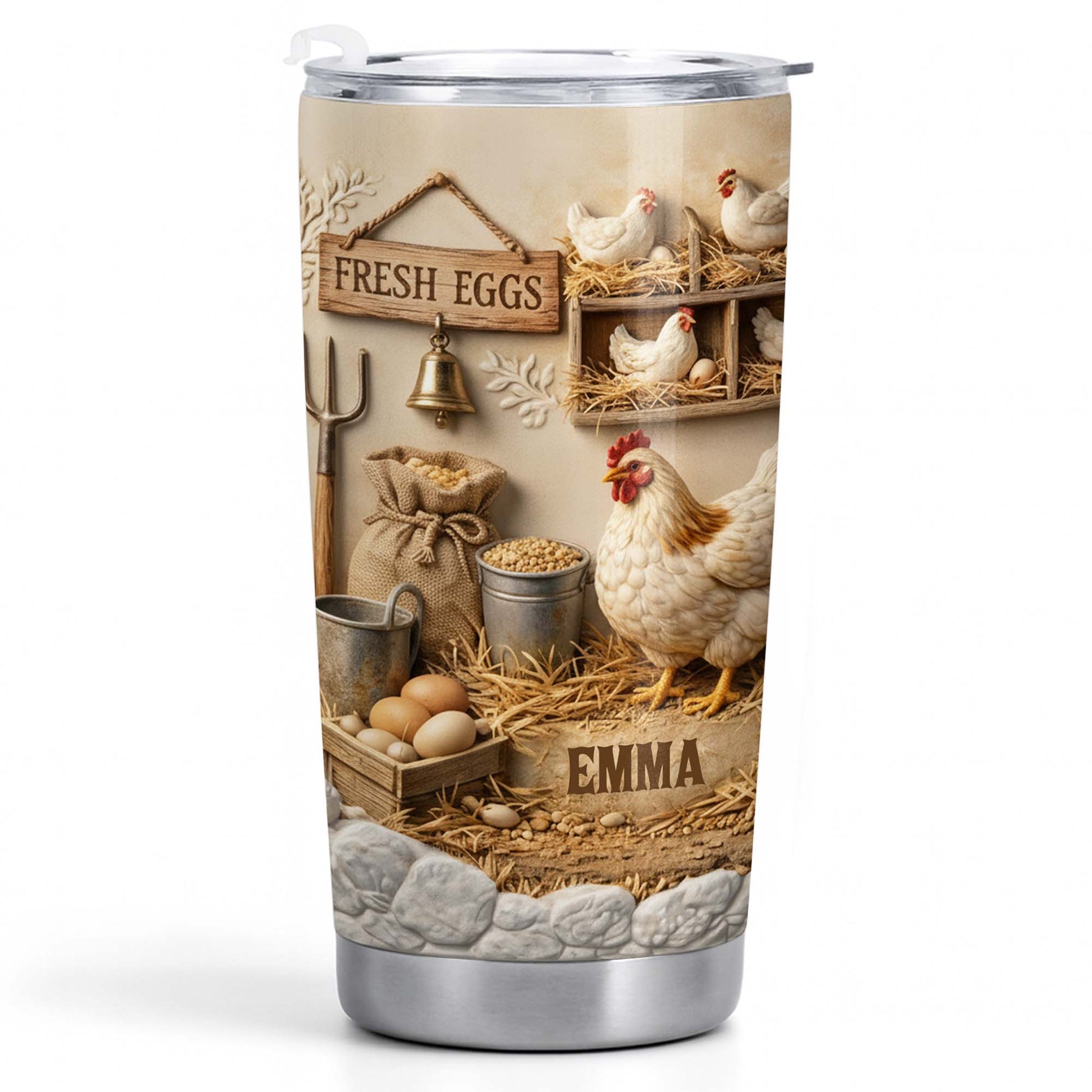 Fresh Eggs With Chickens And Barn Design