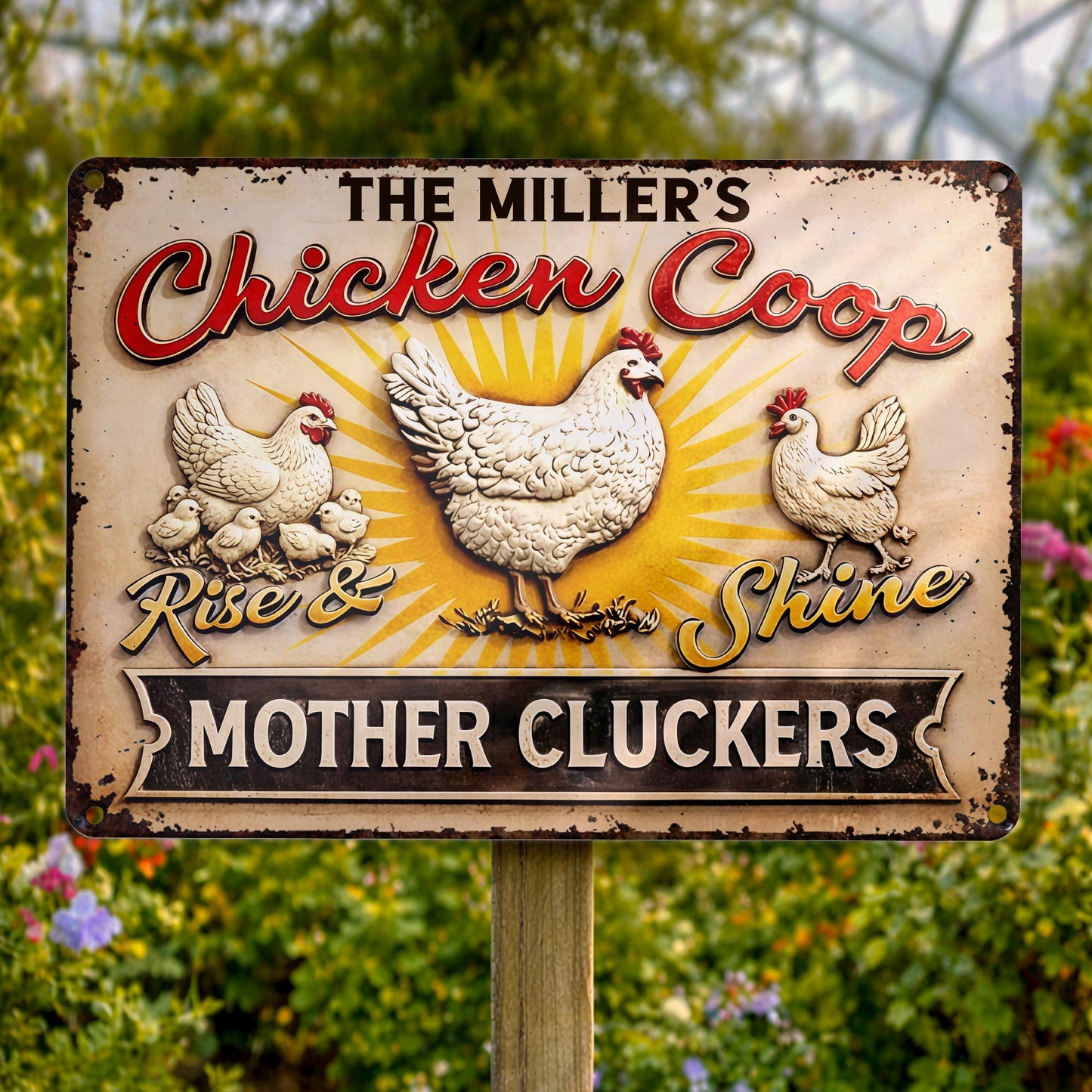 Rise & Shine Mother Cluckers With Chickens and Sun Rays