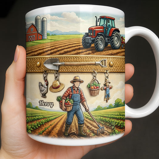Idyllic Farm Scene With Tractor And Farmer