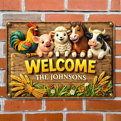 Welcome Farmhouse Sign With Farm Animals