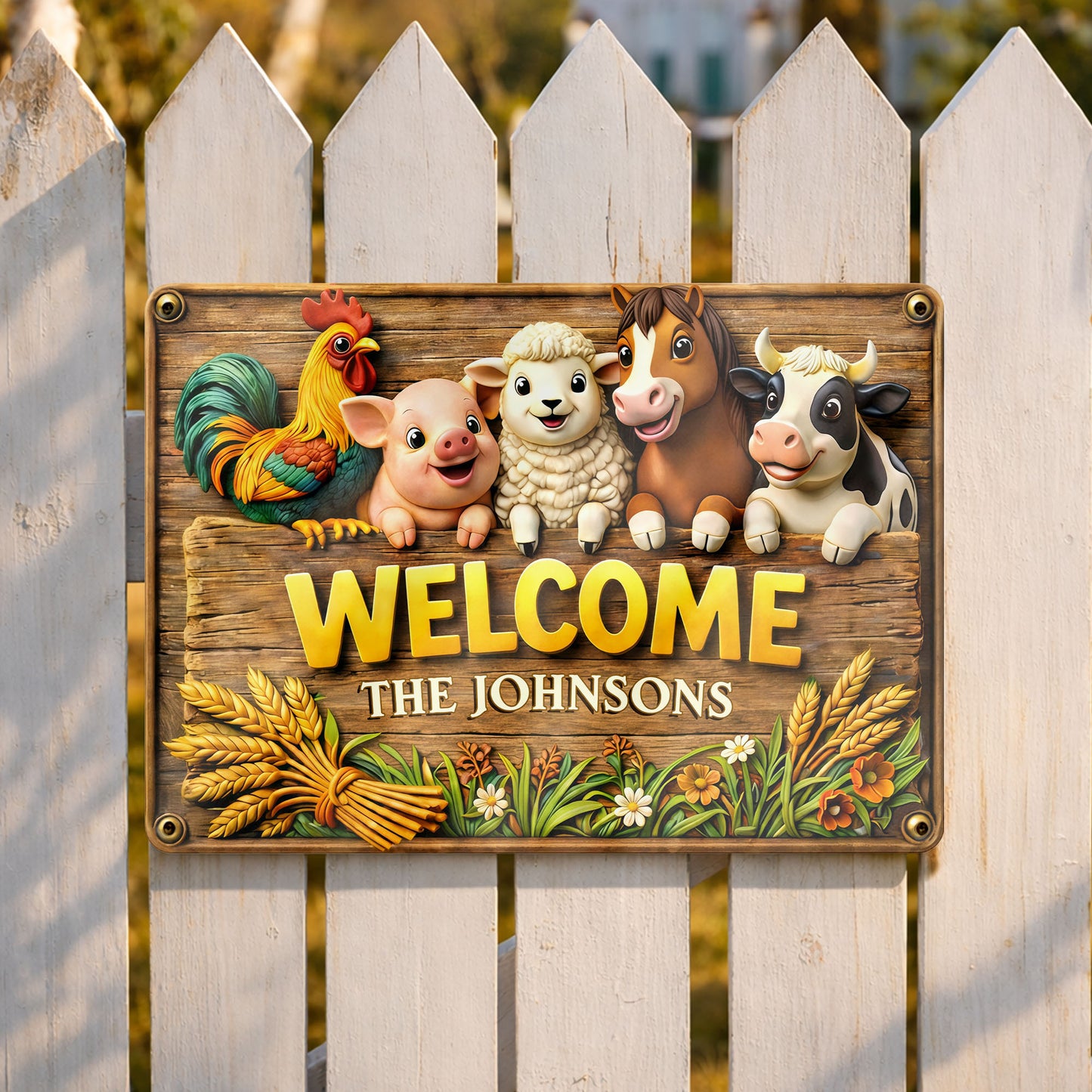 Welcome Farmhouse Sign With Farm Animals