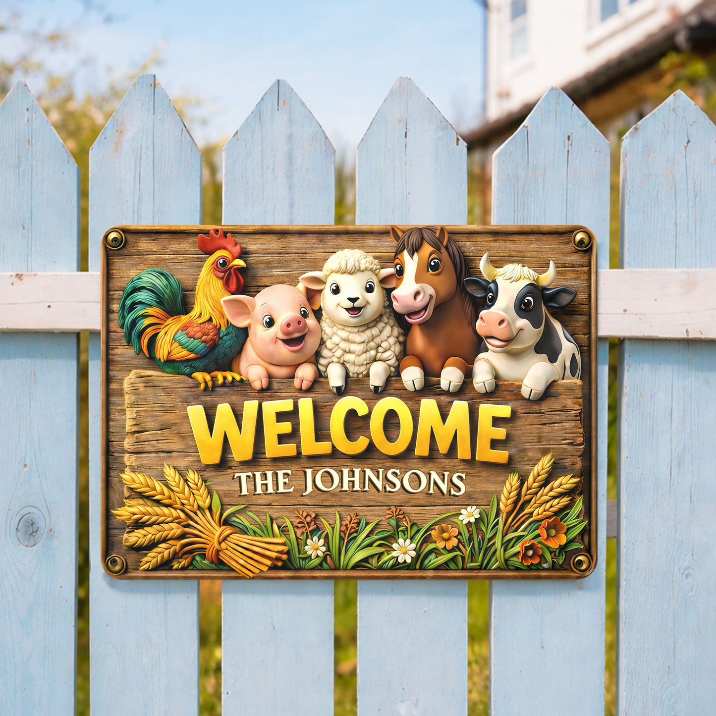 Welcome Farmhouse Sign With Farm Animals