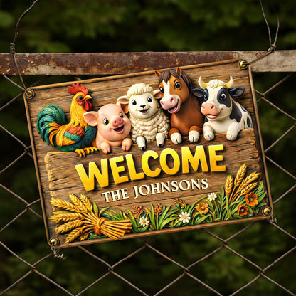 Welcome Farmhouse Sign With Farm Animals
