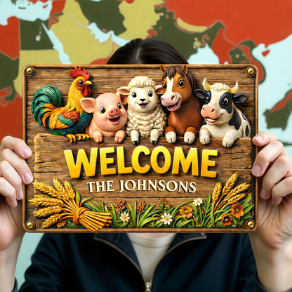 Welcome Farmhouse Sign With Farm Animals