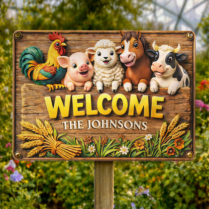 Welcome Farmhouse Sign With Farm Animals