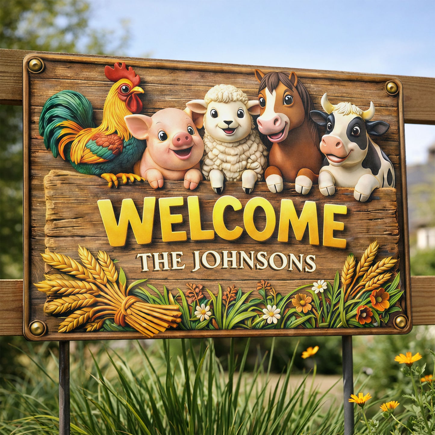Welcome Farmhouse Sign With Farm Animals
