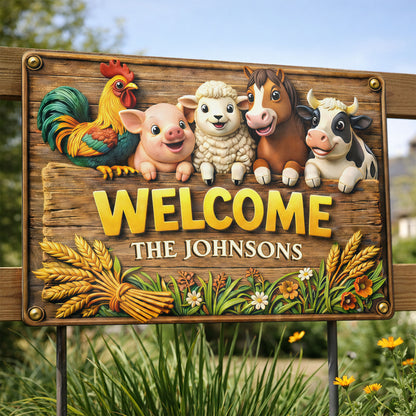 Welcome Farmhouse Sign With Farm Animals