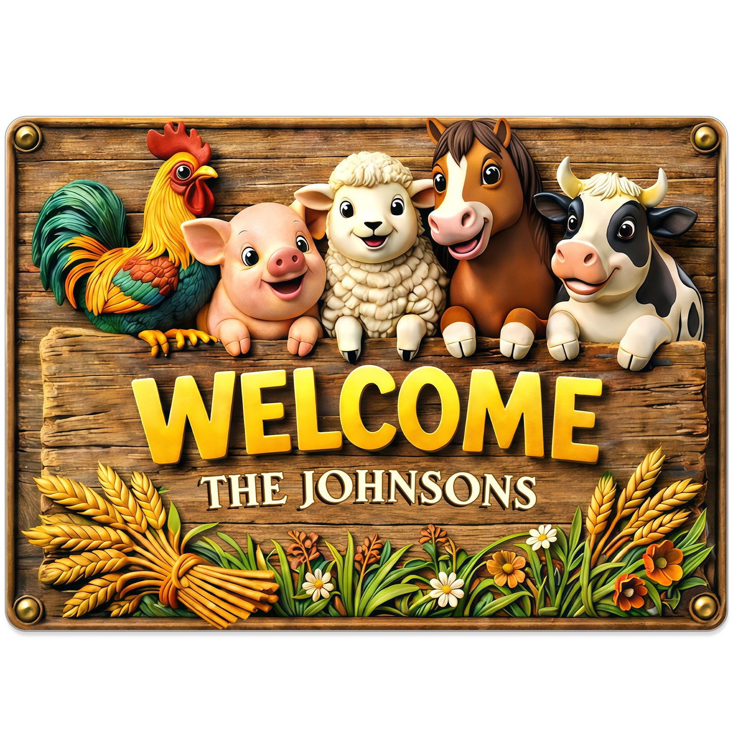 Welcome Farmhouse Sign With Farm Animals