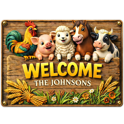 Welcome Farmhouse Sign With Farm Animals