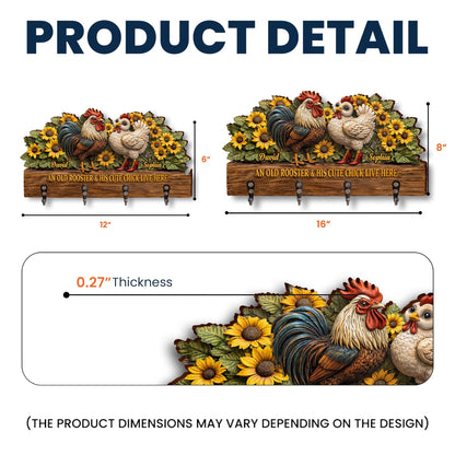 An Old Rooster & His Cute Chick Live Here