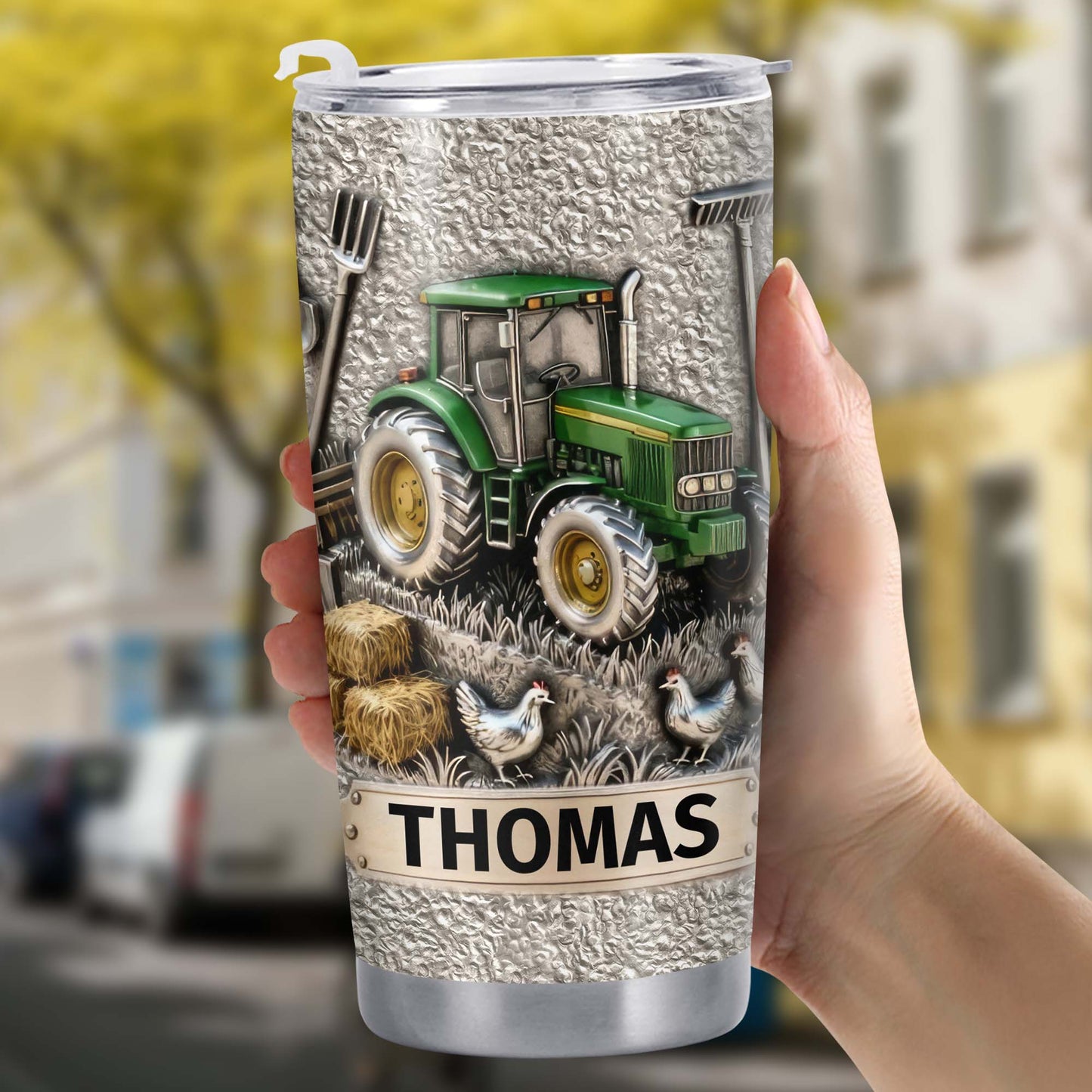 Customizable Farm-Themed Design With Tractor And Chickens