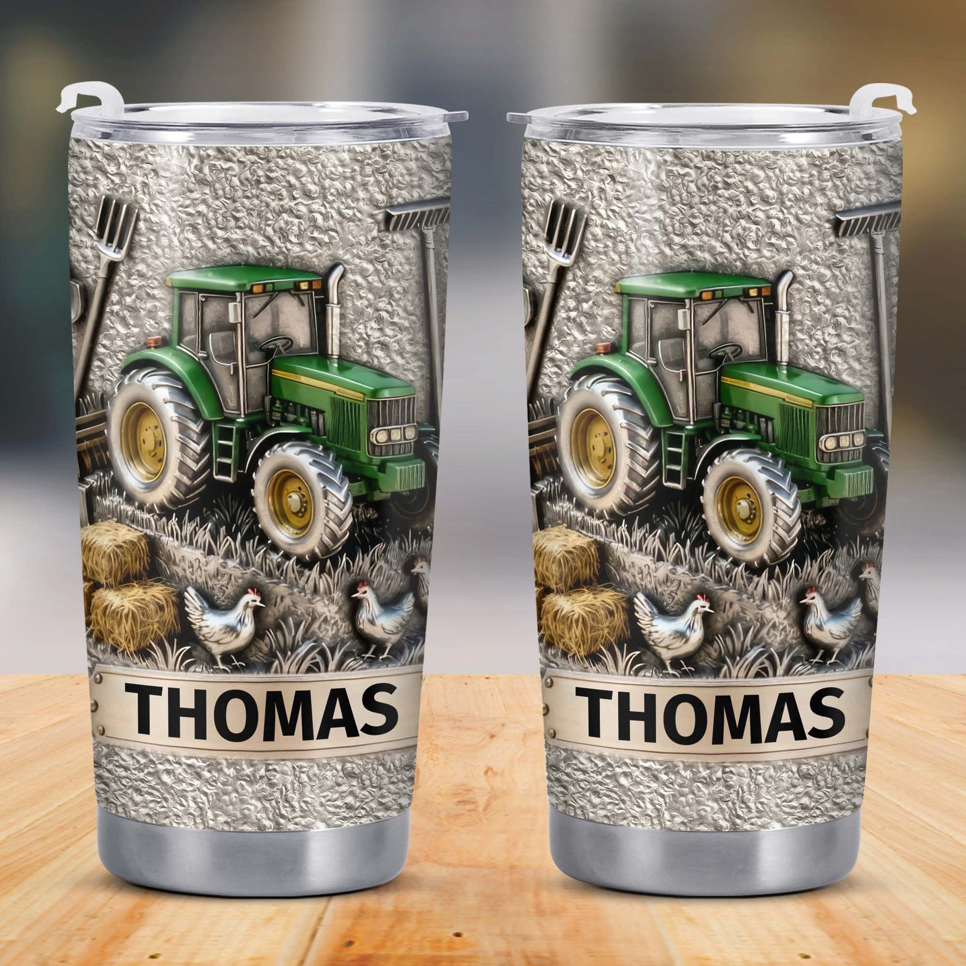 Customizable Farm-Themed Design With Tractor And Chickens