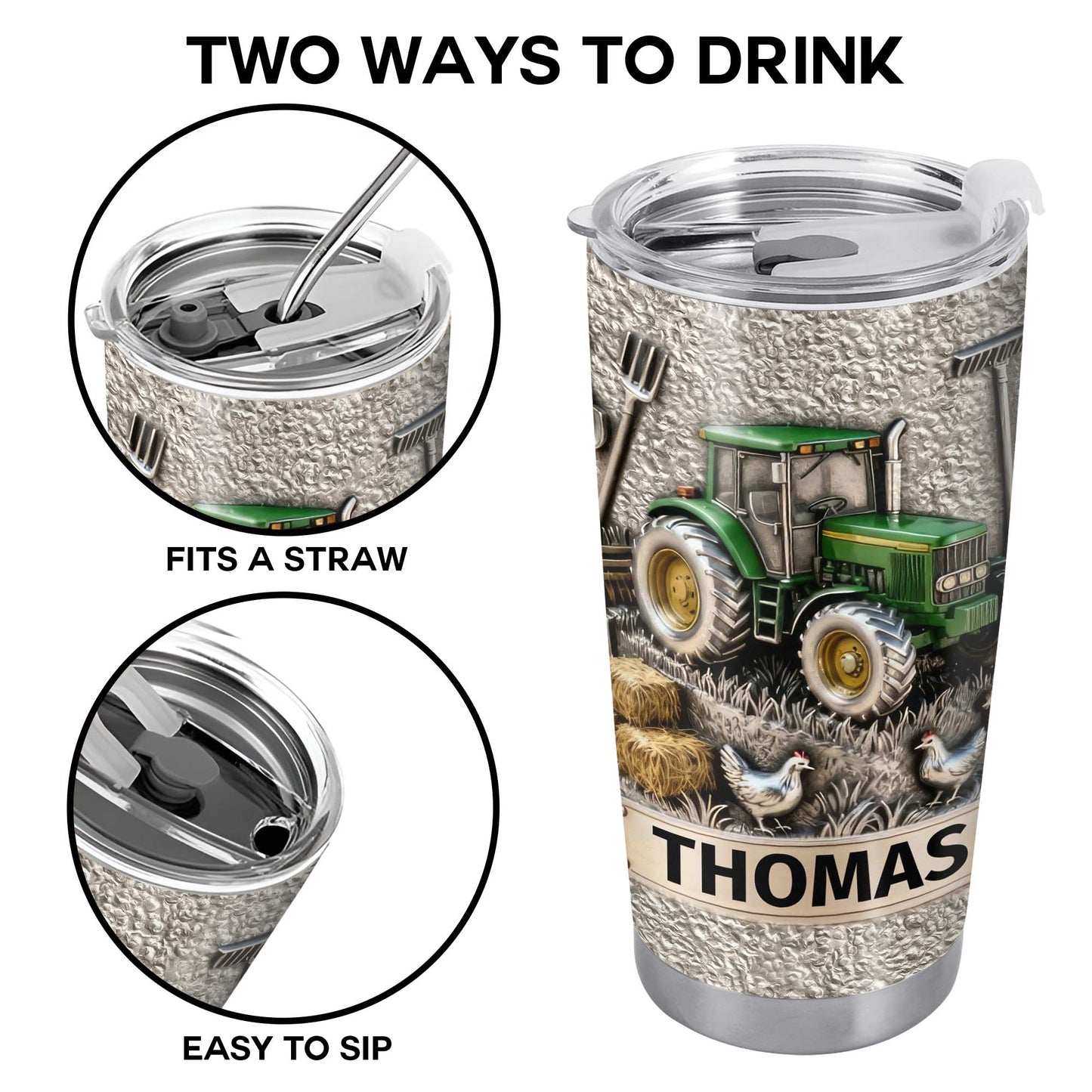 Customizable Farm-Themed Design With Tractor And Chickens