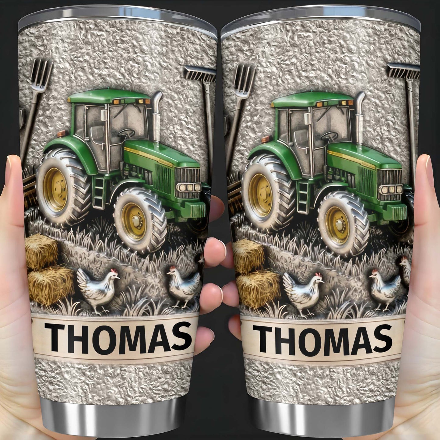 Customizable Farm-Themed Design With Tractor And Chickens