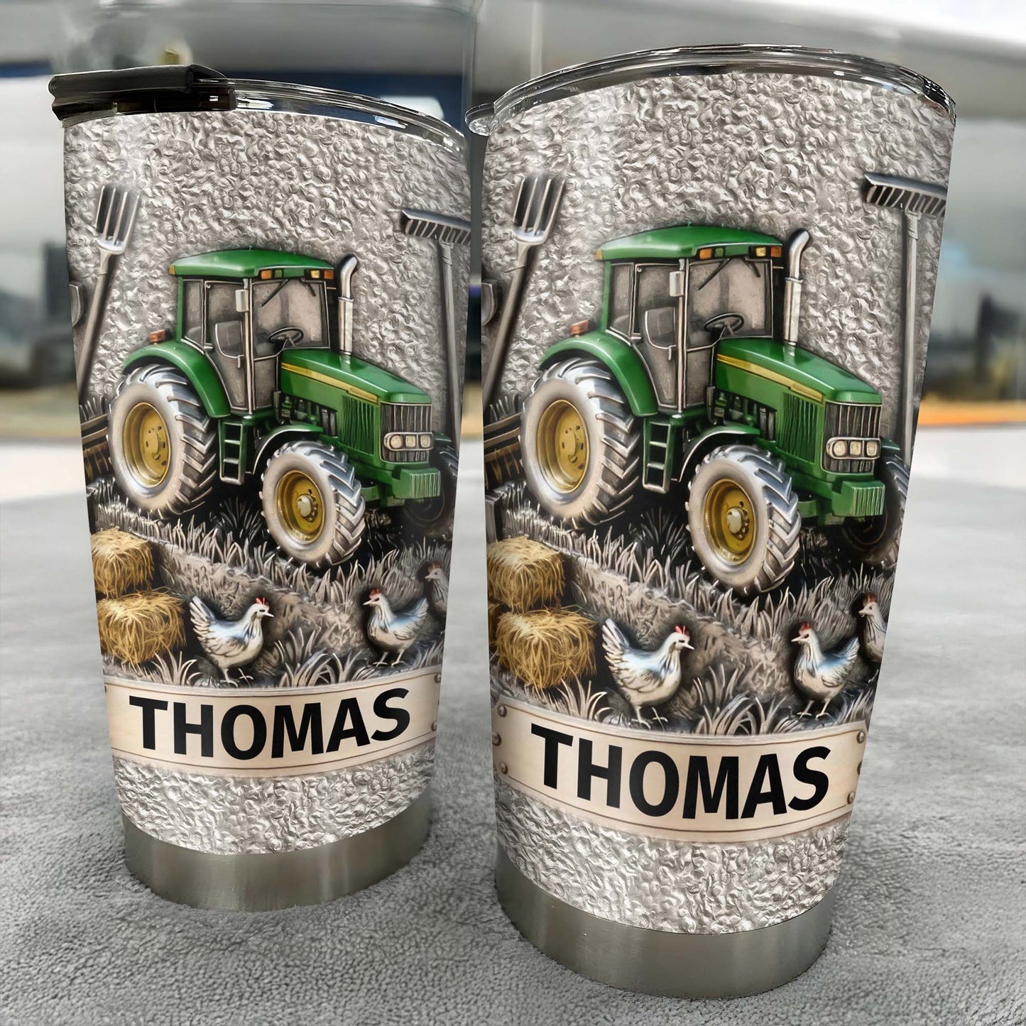 Customizable Farm-Themed Design With Tractor And Chickens