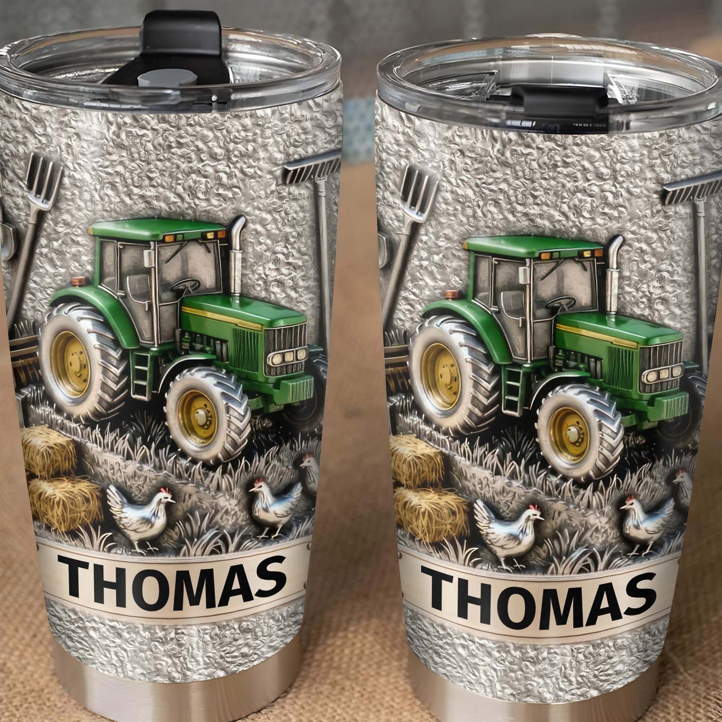 Customizable Farm-Themed Design With Tractor And Chickens