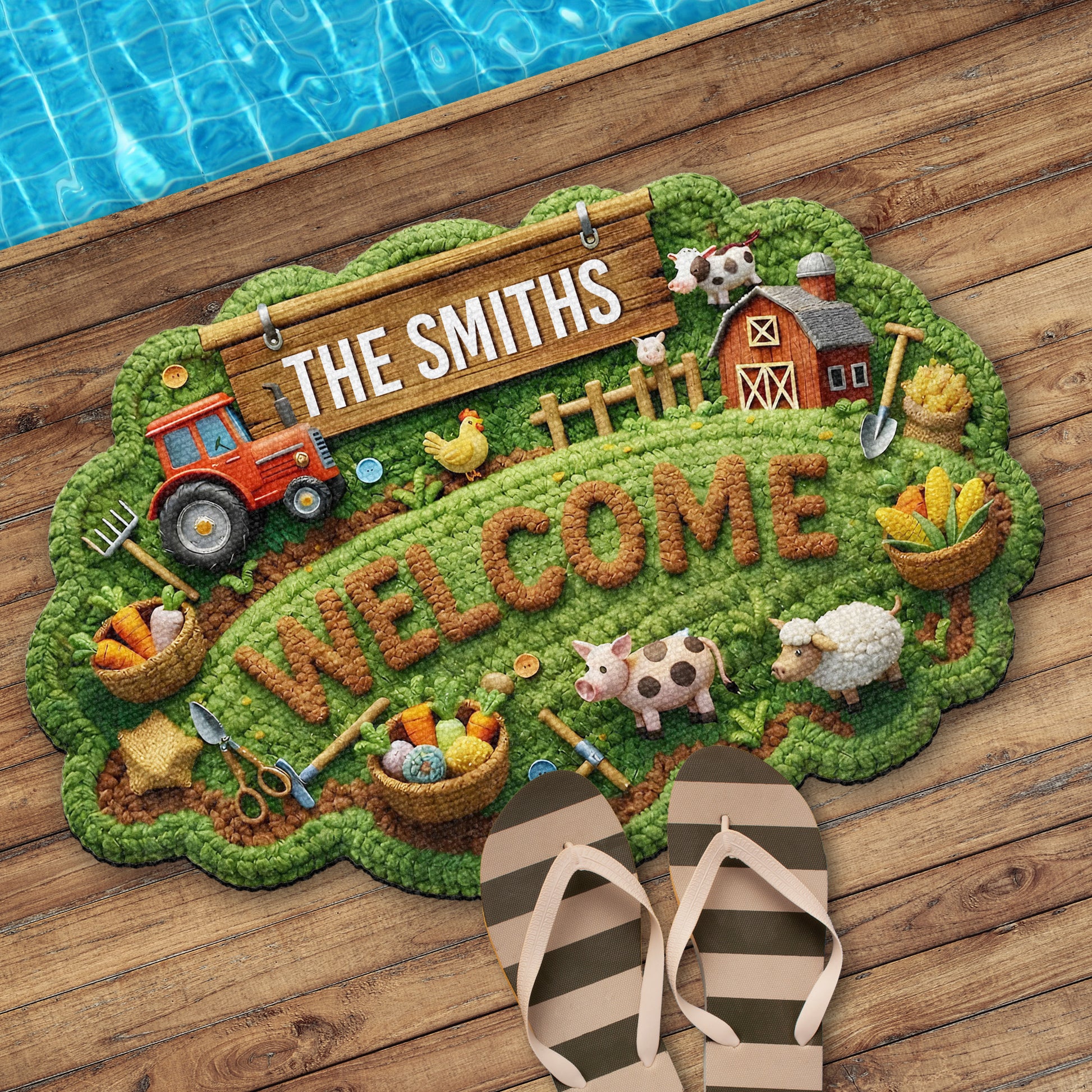 Welcome Farmhouse Charm With Tractor, Sheep and Barn