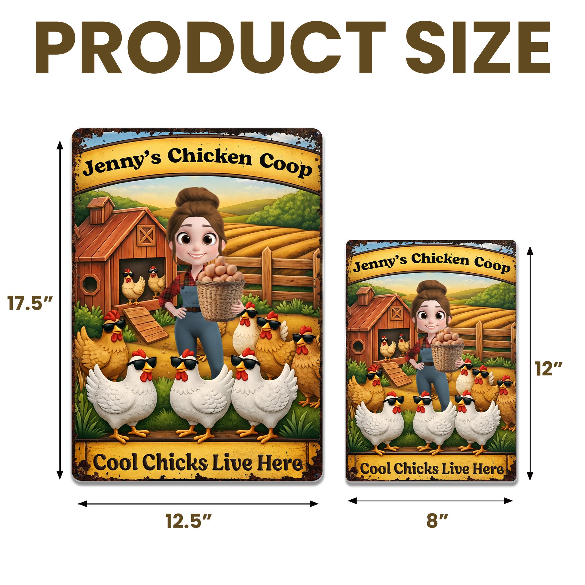 Cool Chicks Live Here With Girl, Chickens And Barn