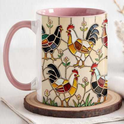 Stained Glass Rooster Design Custom Mug