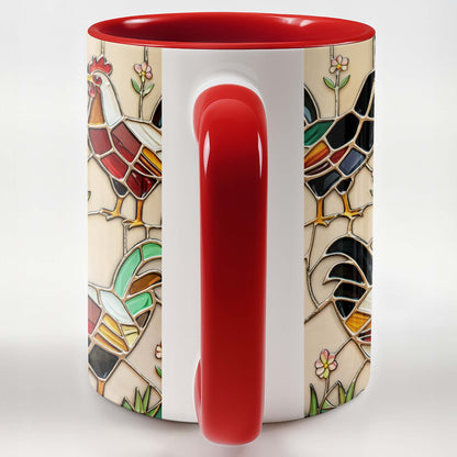 Stained Glass Rooster Design Custom Mug