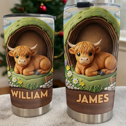Adorable Highland Cow Personalized Tumbler