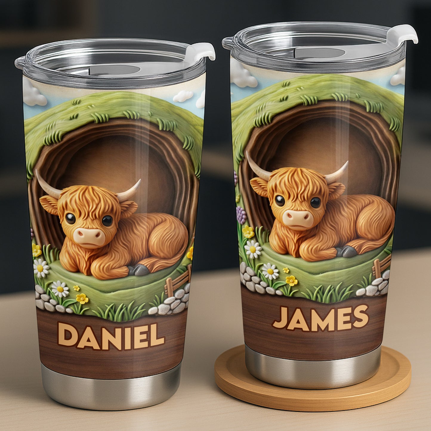 Adorable Highland Cow Personalized Tumbler